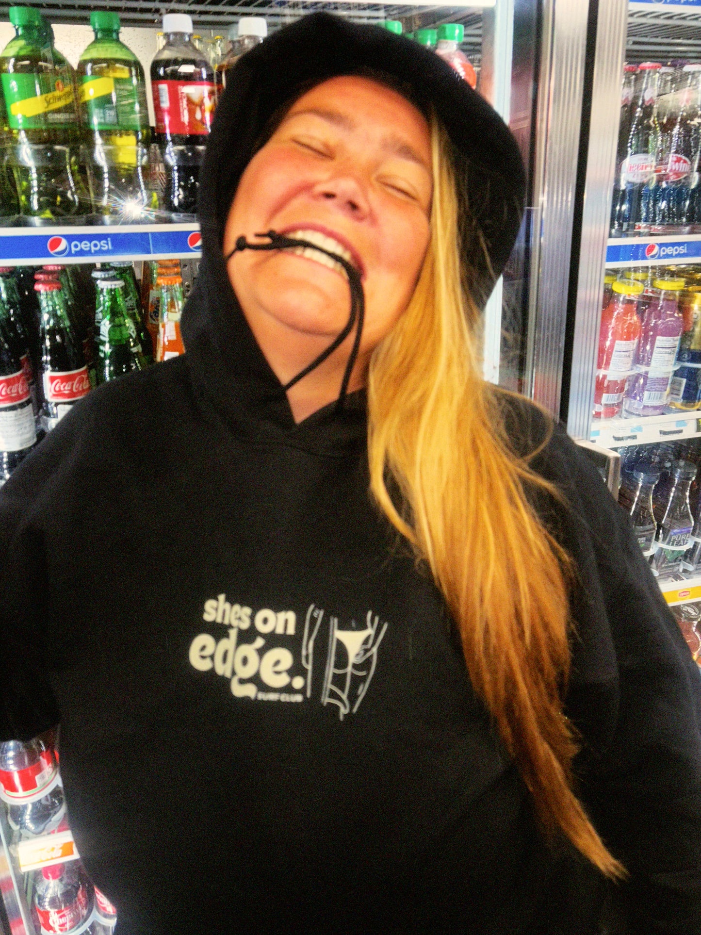 'sally' hoodie in black and sand